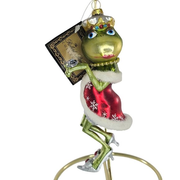 Robert Stanley Party Animals Queen Frog Glass Ornament - Picture 1 of 6